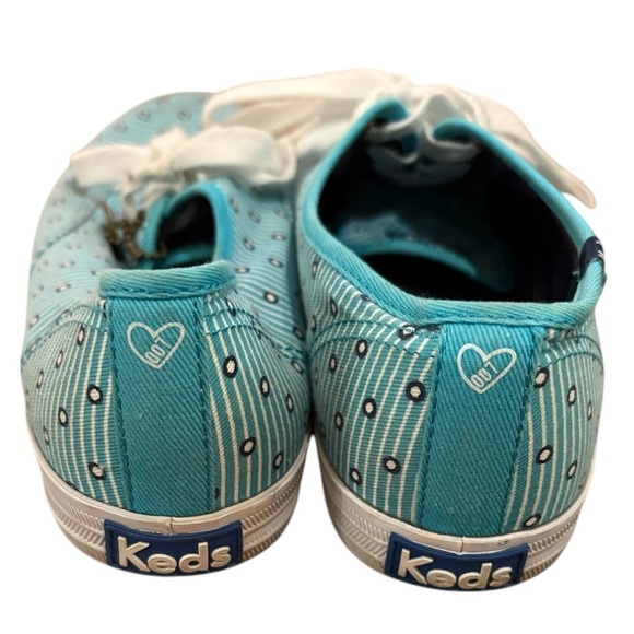 TAYLOR SWIFT x KEDS CHAMPION Lace Up Sneaker Blue Dot Stripe Canvas w/ charm 8.5 - Picture 6 of 11